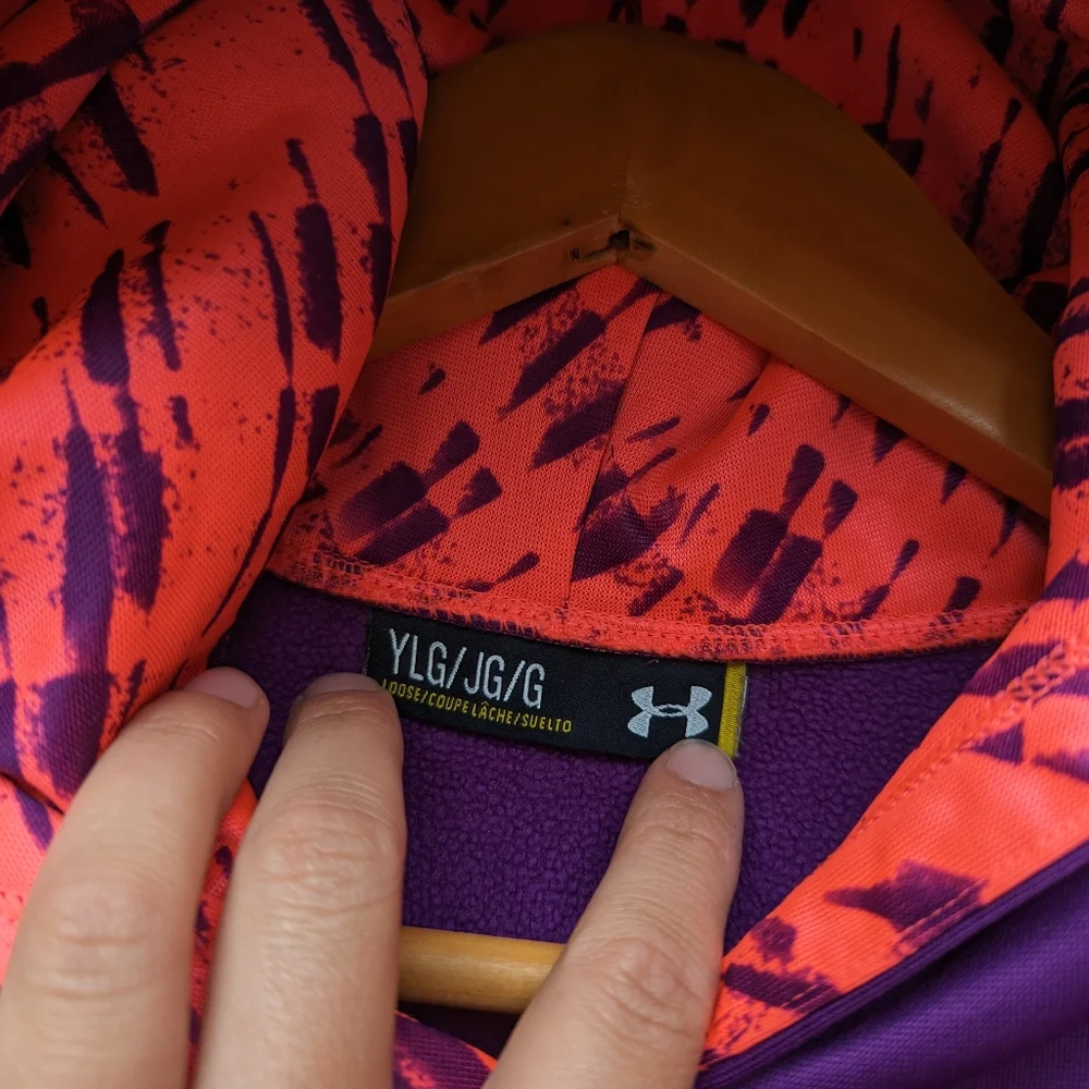 UNDER ARMOUR youth purple and pink pull-over hoodie sweatshirt